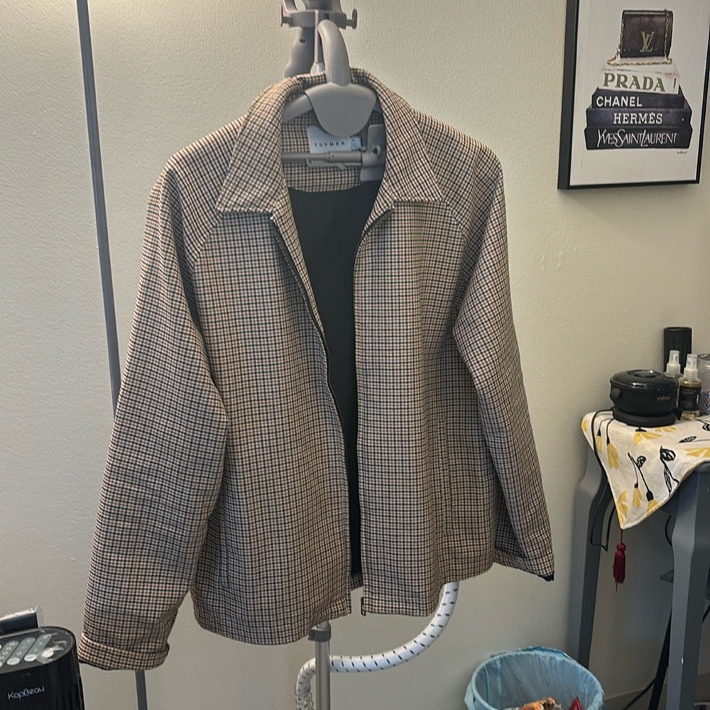 Euc Zip Plaid Medium Weight Jacket - image 1